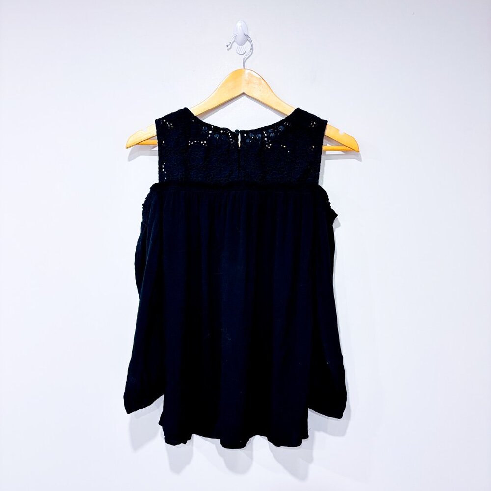 REITMANS Black Cold Shoulder Lace Top | Floral Lace Boho Chic Blouse | Large * - Picture 8 of 8